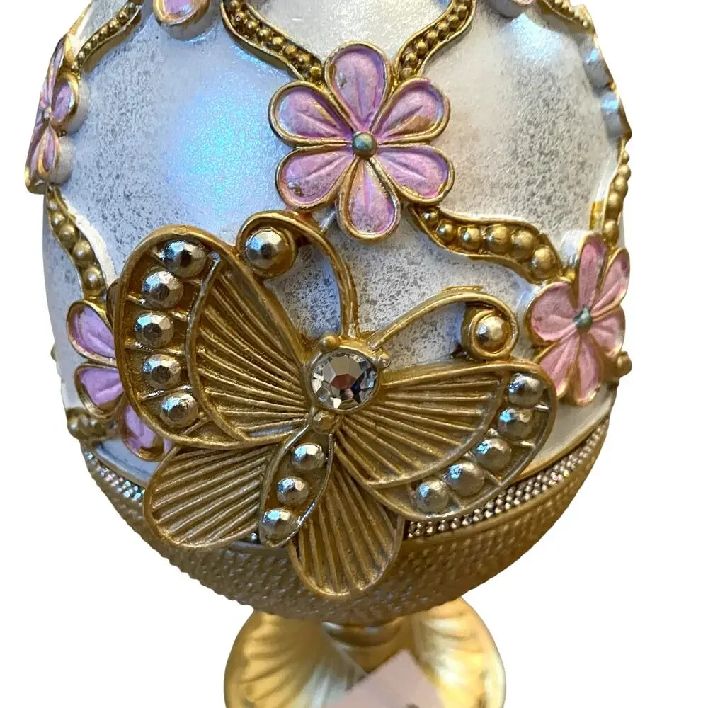 Rachel Zoe Easter Jeweled Rhinestone Embellished 3D Butterfly Pedestal Egg New
